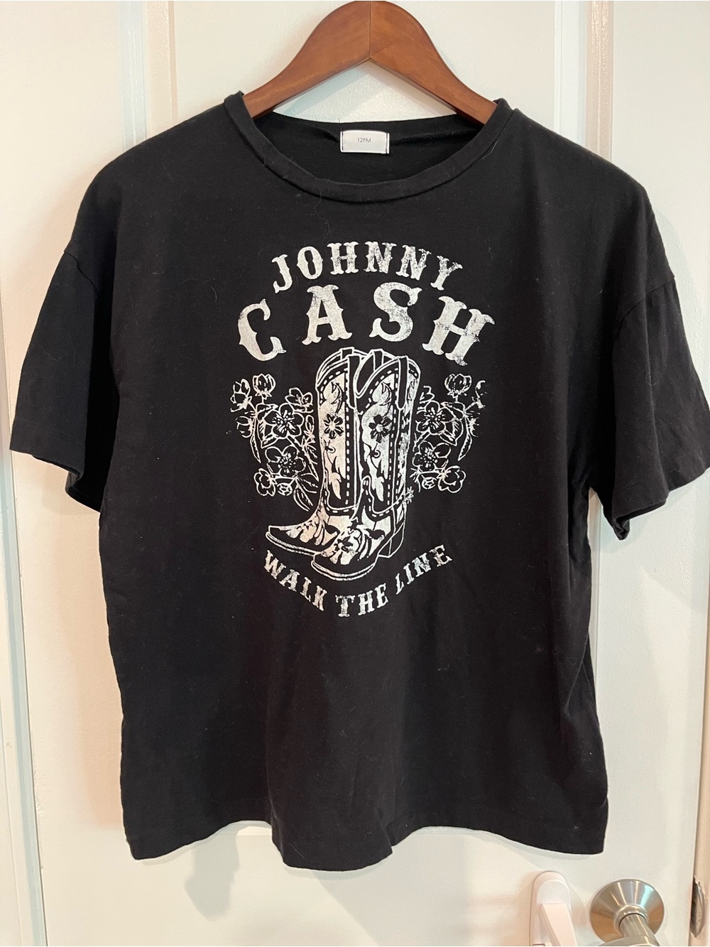 'Walk the Line' Black Graphic Tee